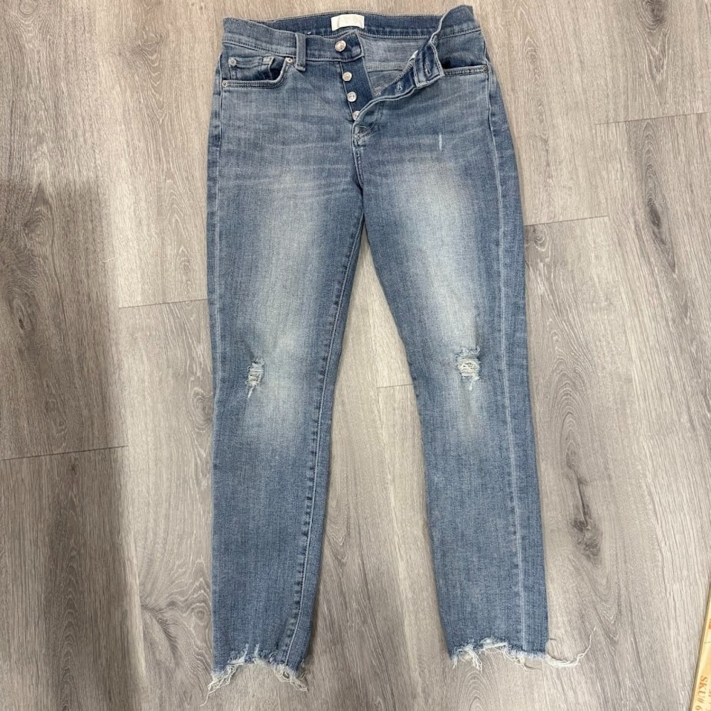 7 For All Mankind Josefina Jeans Womens 25 Blue Button Fly Boyfriend 28x27